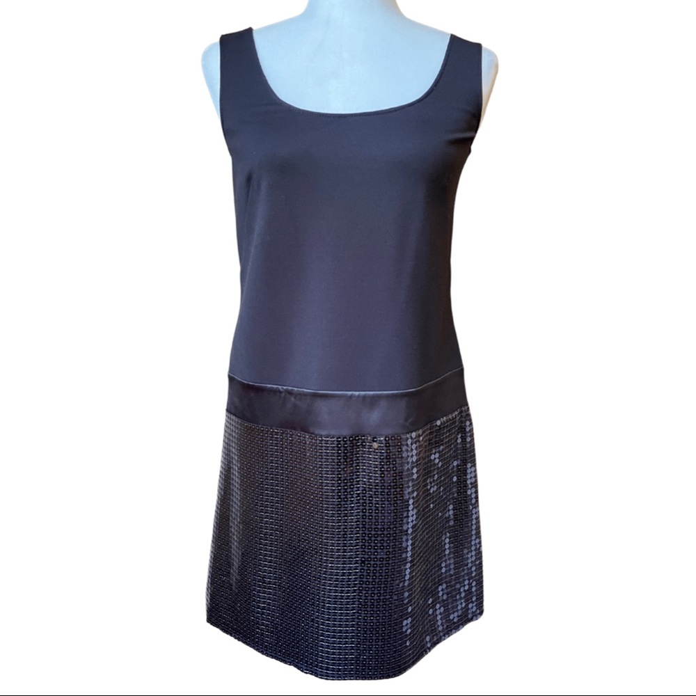 J. Crew Black Sequin Sleveless Mini Tank Dress, Size 0 XS